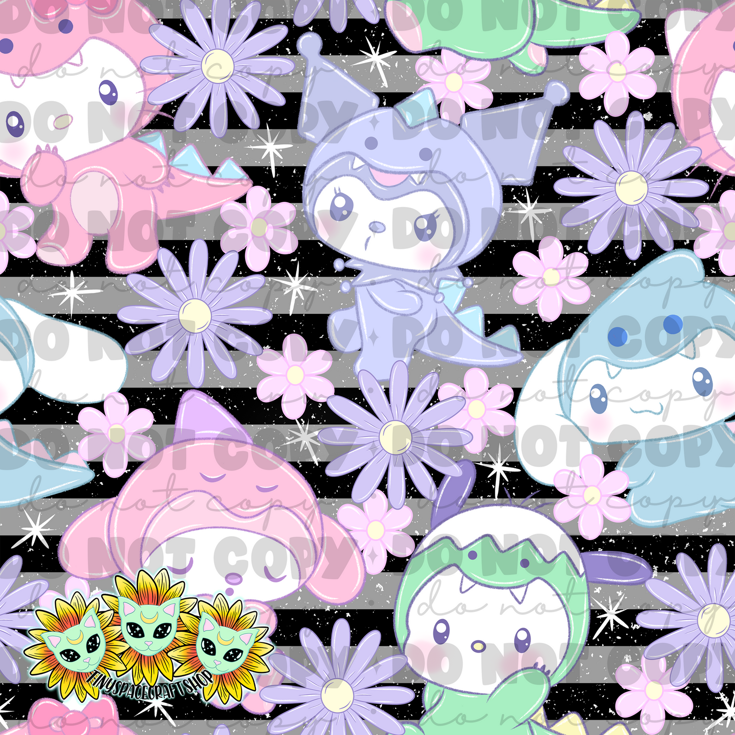 Dino cat pastel