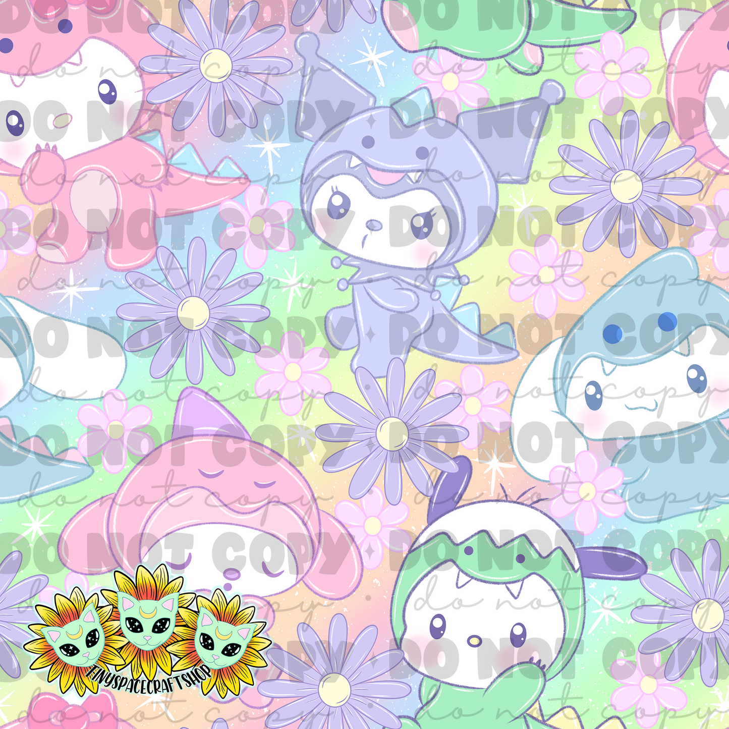 Dino cat pastel