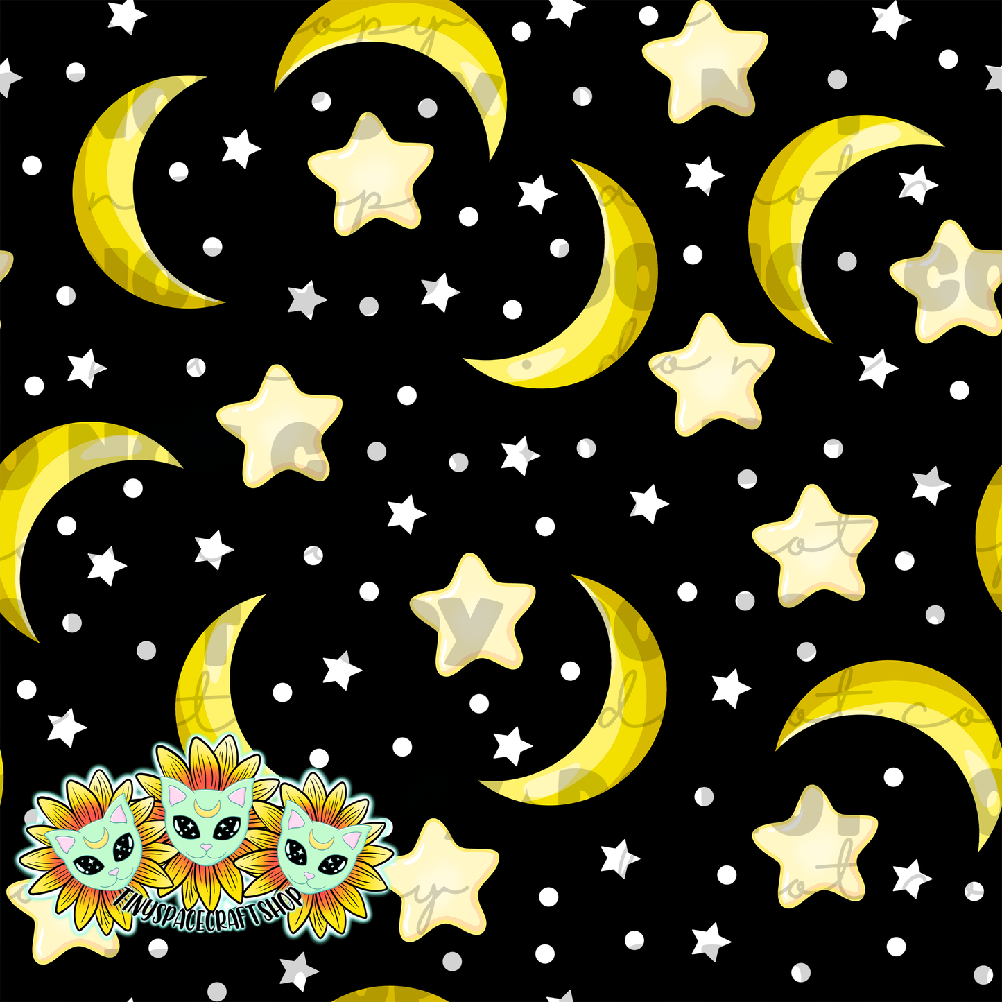 Moon and stars