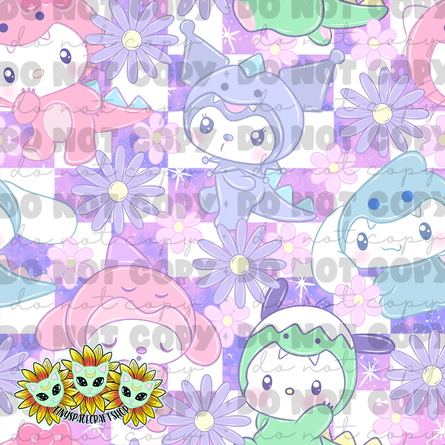 Dino cat pastel