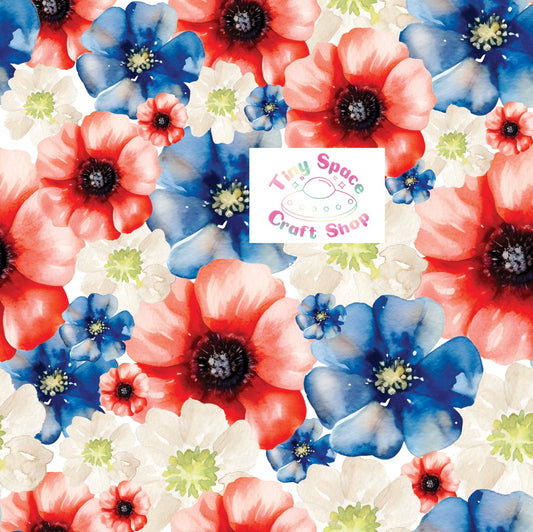 Red white blue floral