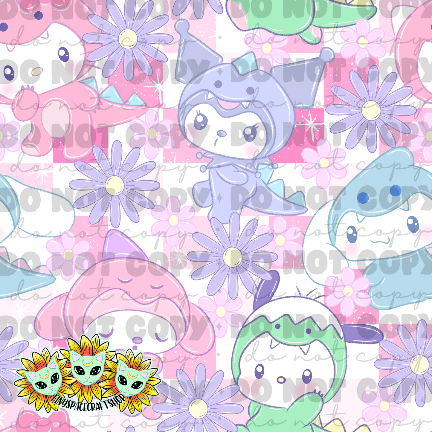 Dino cat pastel