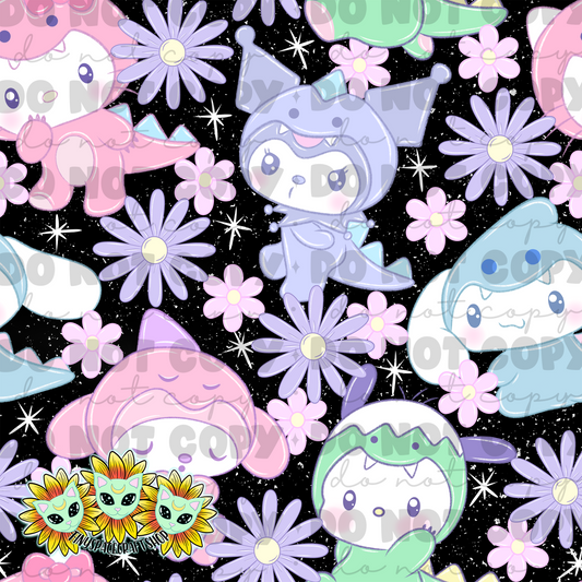 Dino cat pastel