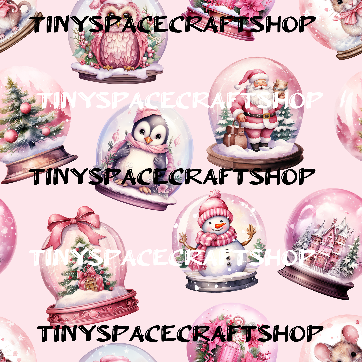 Pink Christmas snow globe (2 choices)