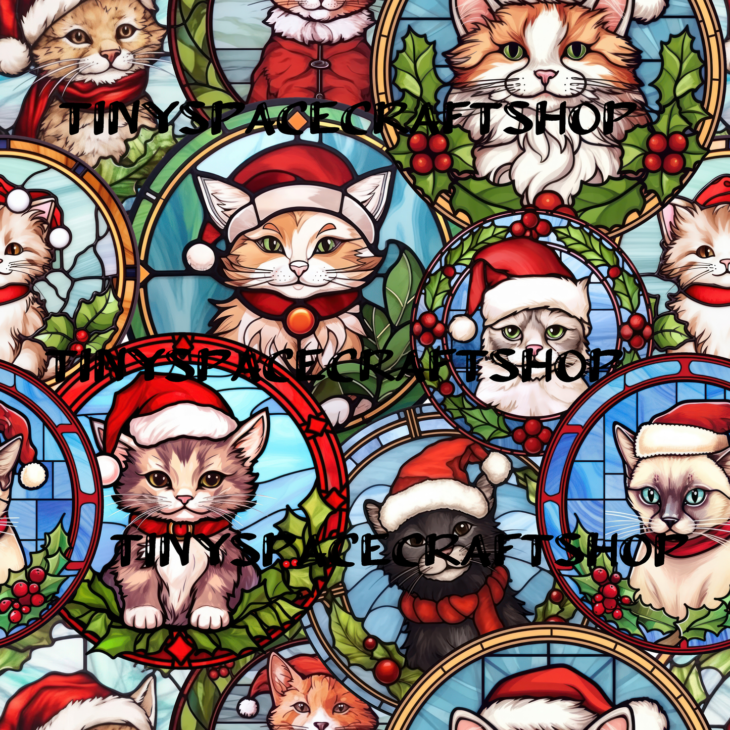 Glass Christmas cats