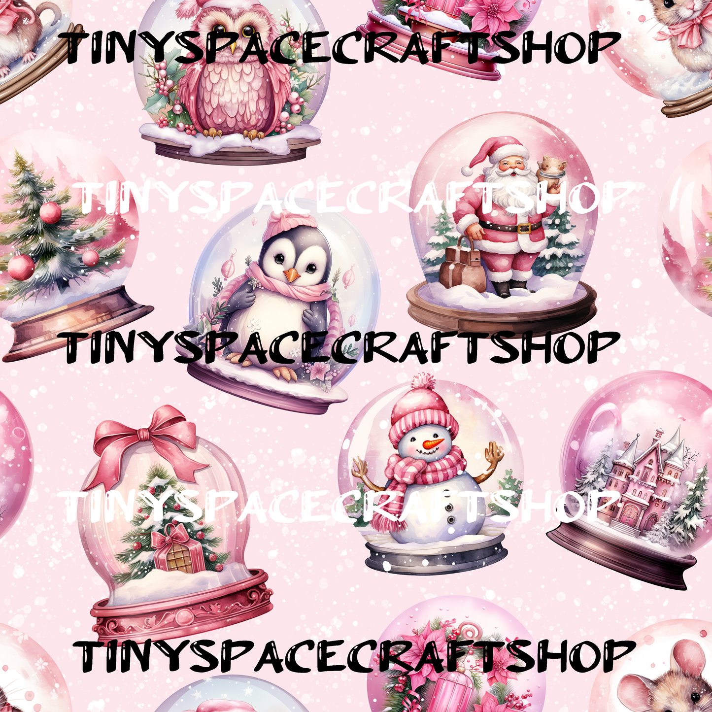 Pink Christmas snow globe (2 choices)